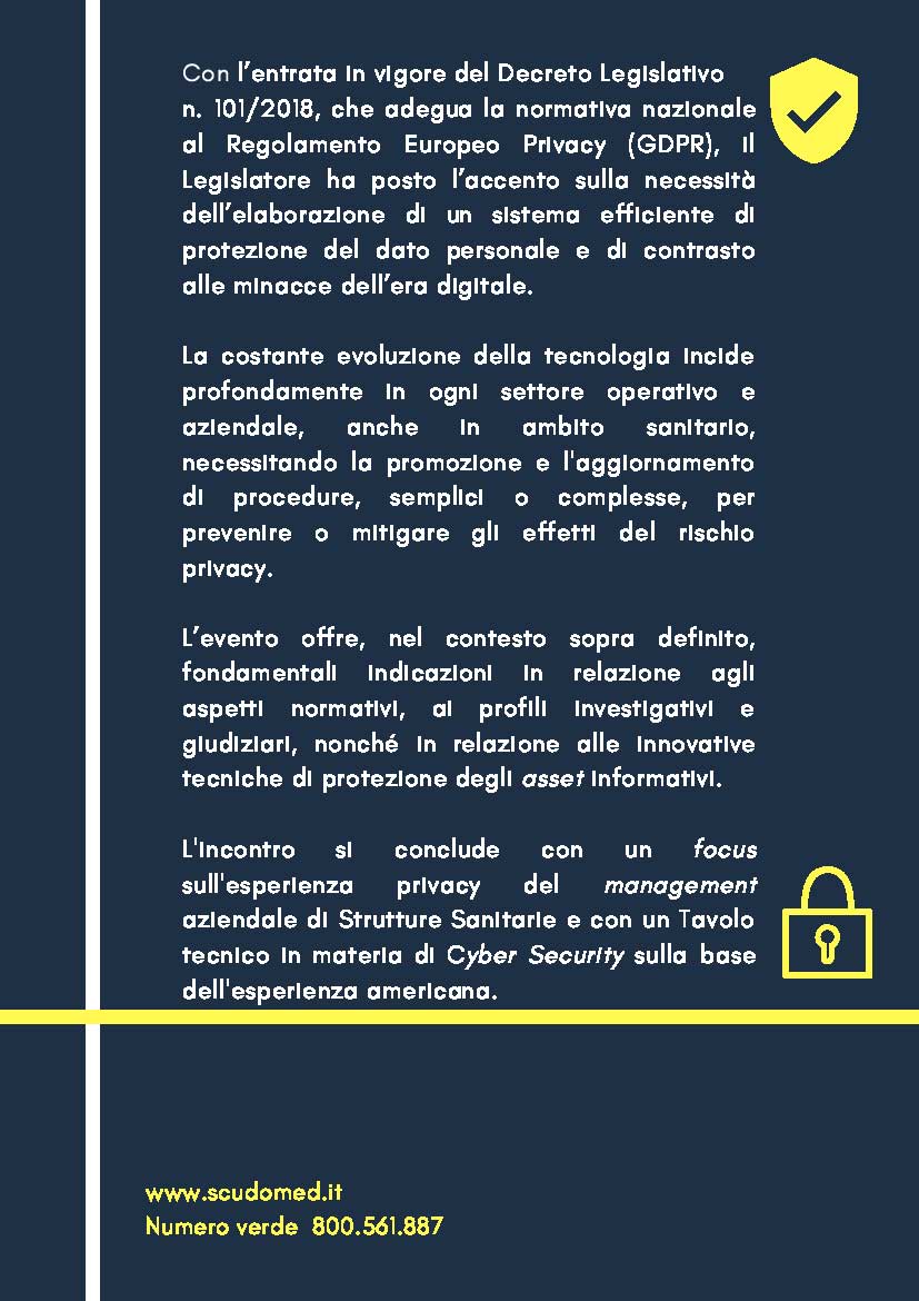 Introduzione evento Scudomed, Legal Privacy & Cyber Security